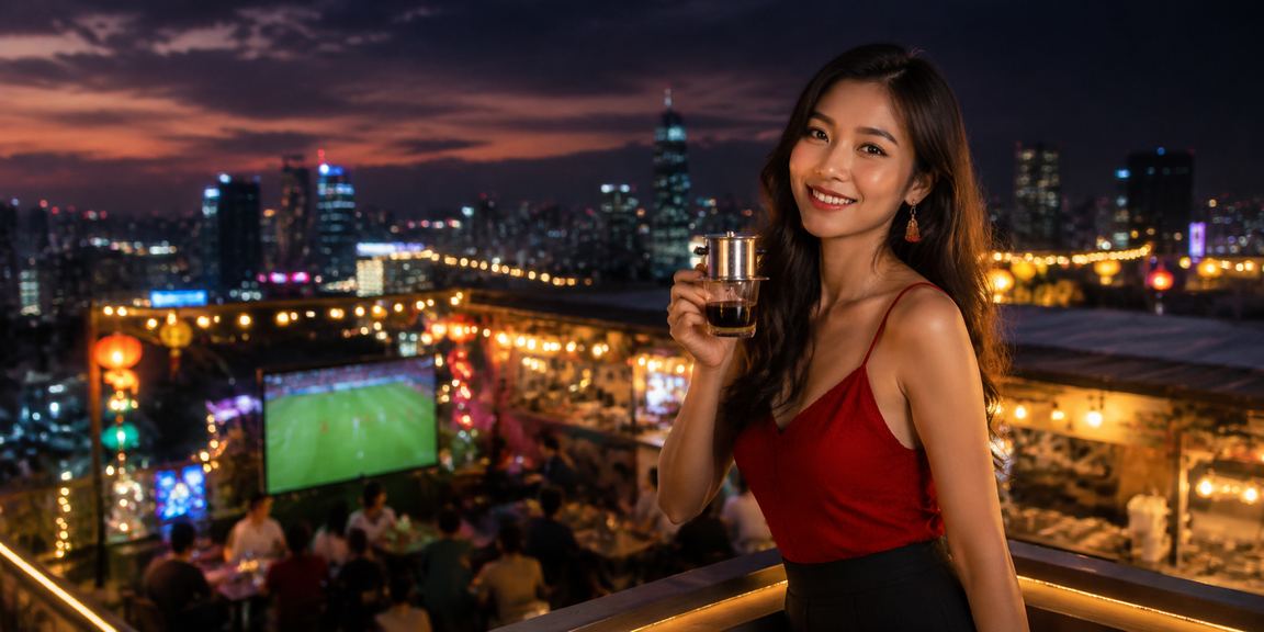 Người xem bóng đá thưởng thức cà phê sáng tại bãi biển Mũi Né và theo dõi kèo cược